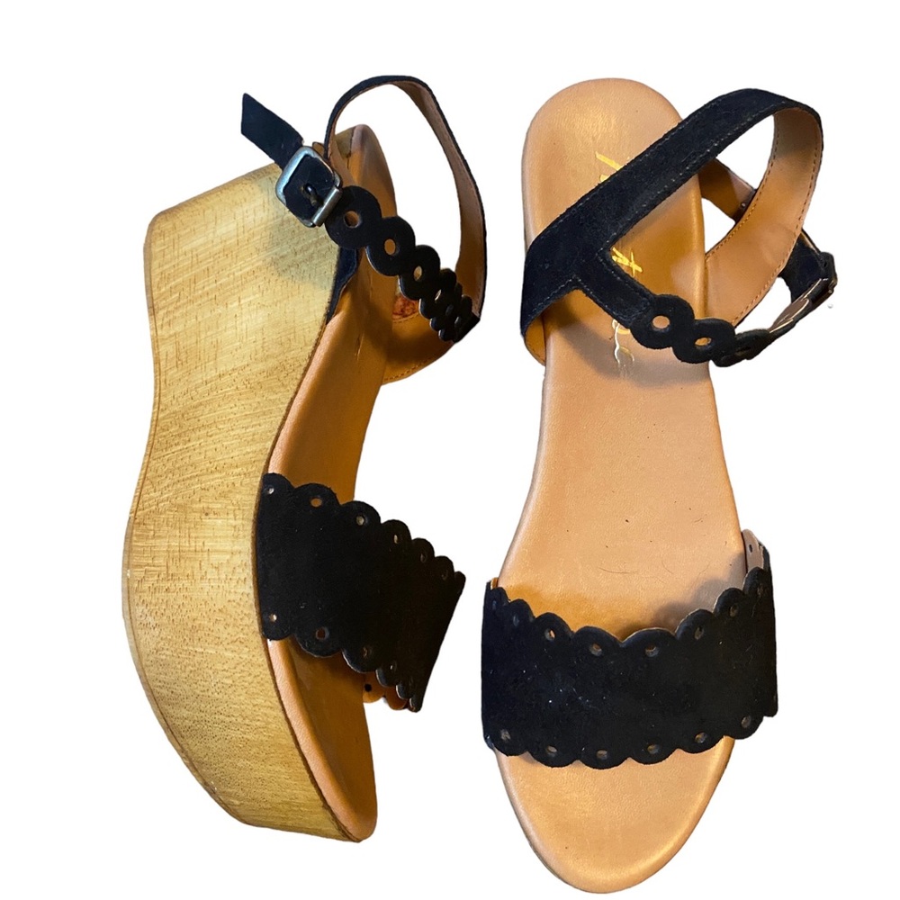 Anthropologie Matisse Black Strap Wedge